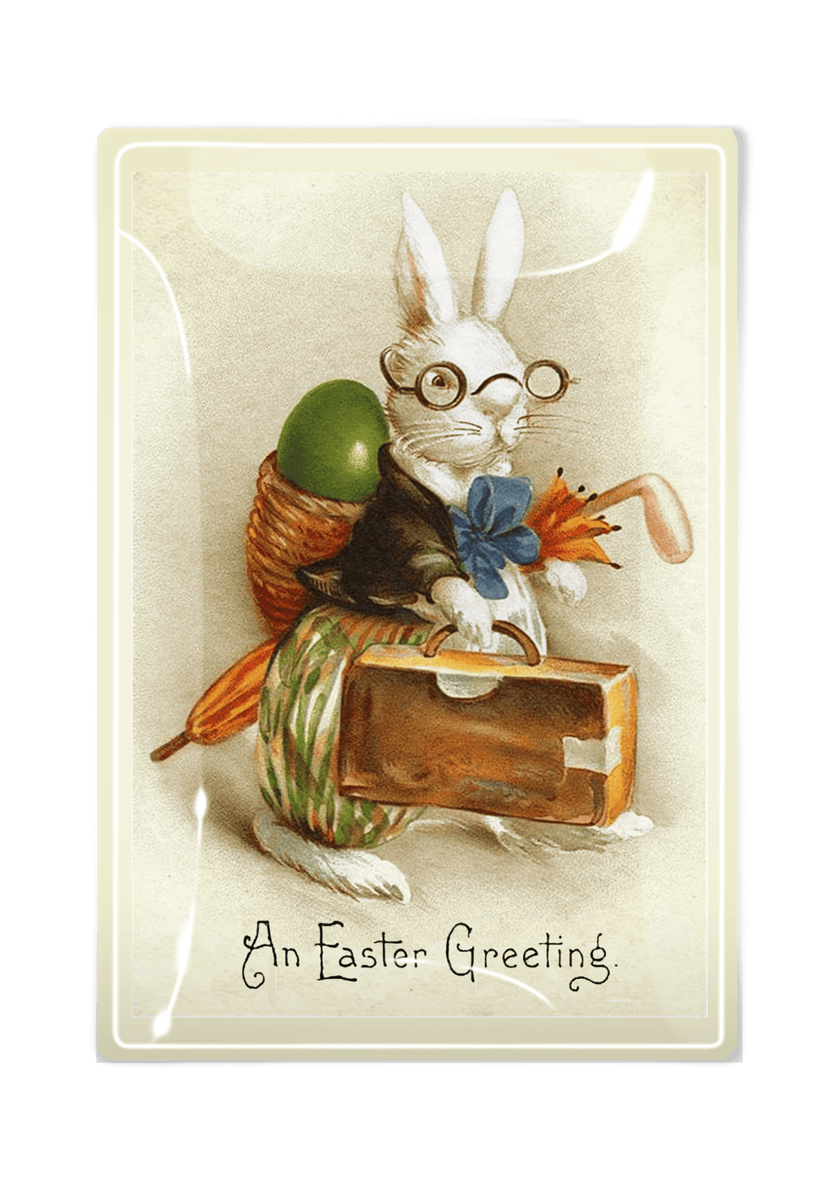 An Easter Greeting Traveling White Easter Bunny - Bensgarden.com