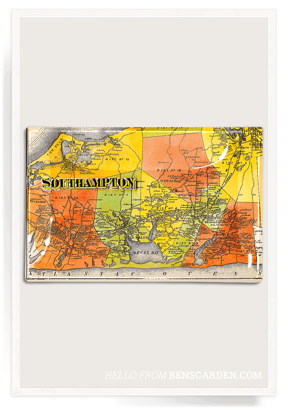 Antique Southampton, Long Island Estate Map Decoupage Glass Tray - Bensgarden.com