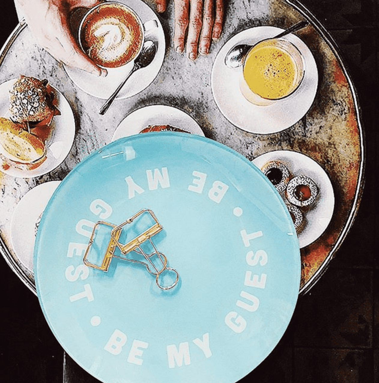 Be My Guest Sea Blue Round Decoupage Glass Tray - Bensgarden.com