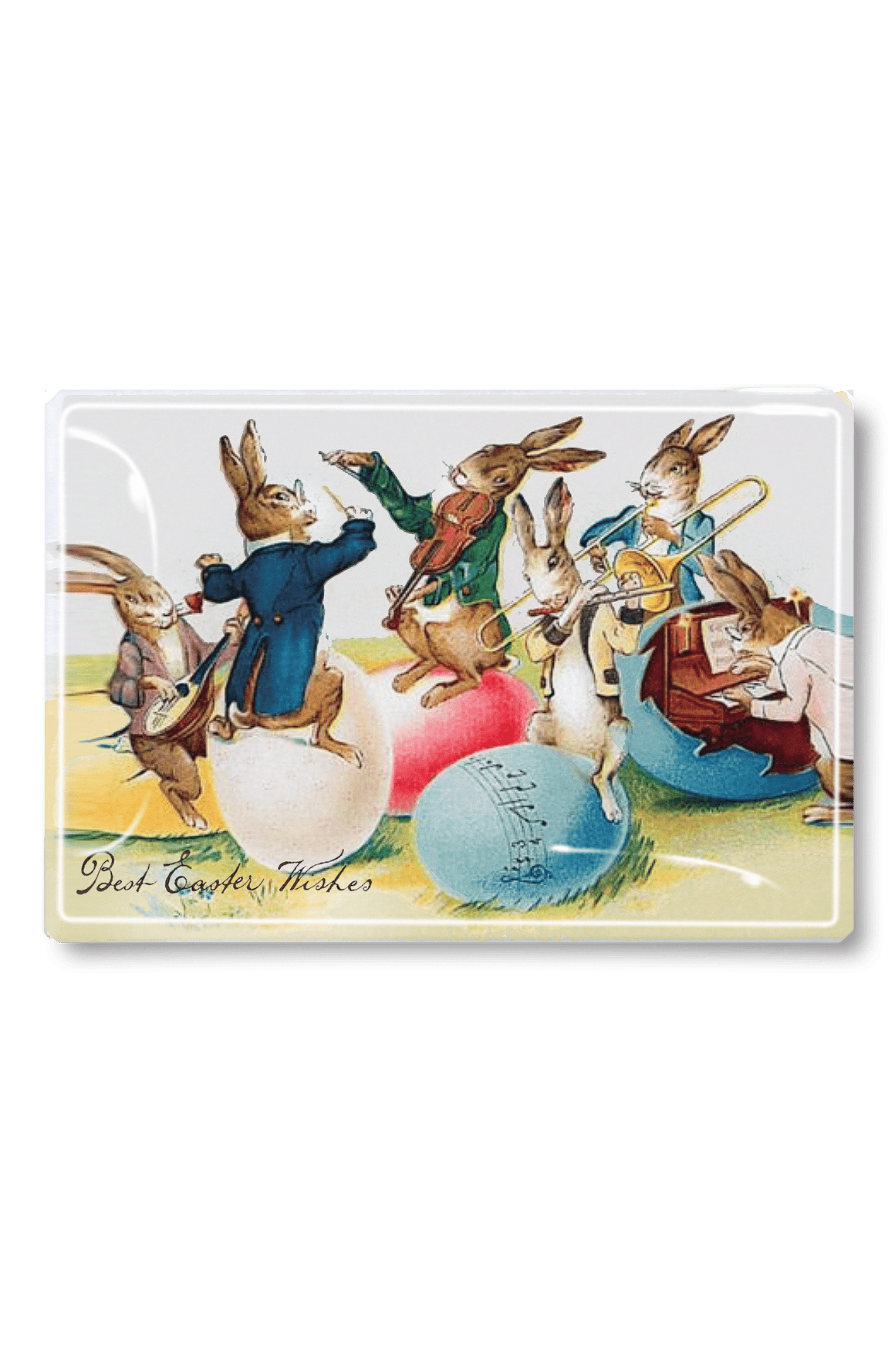 Best Easter Wishes Bunny Party Decoupage Glass Tray - Bensgarden.com