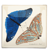 Blue Butterfly Pair Decoupage Glass Tray - Bensgarden.com