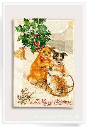 Christmas Dog Sled Decoupage Glass Tray - Bensgarden.com