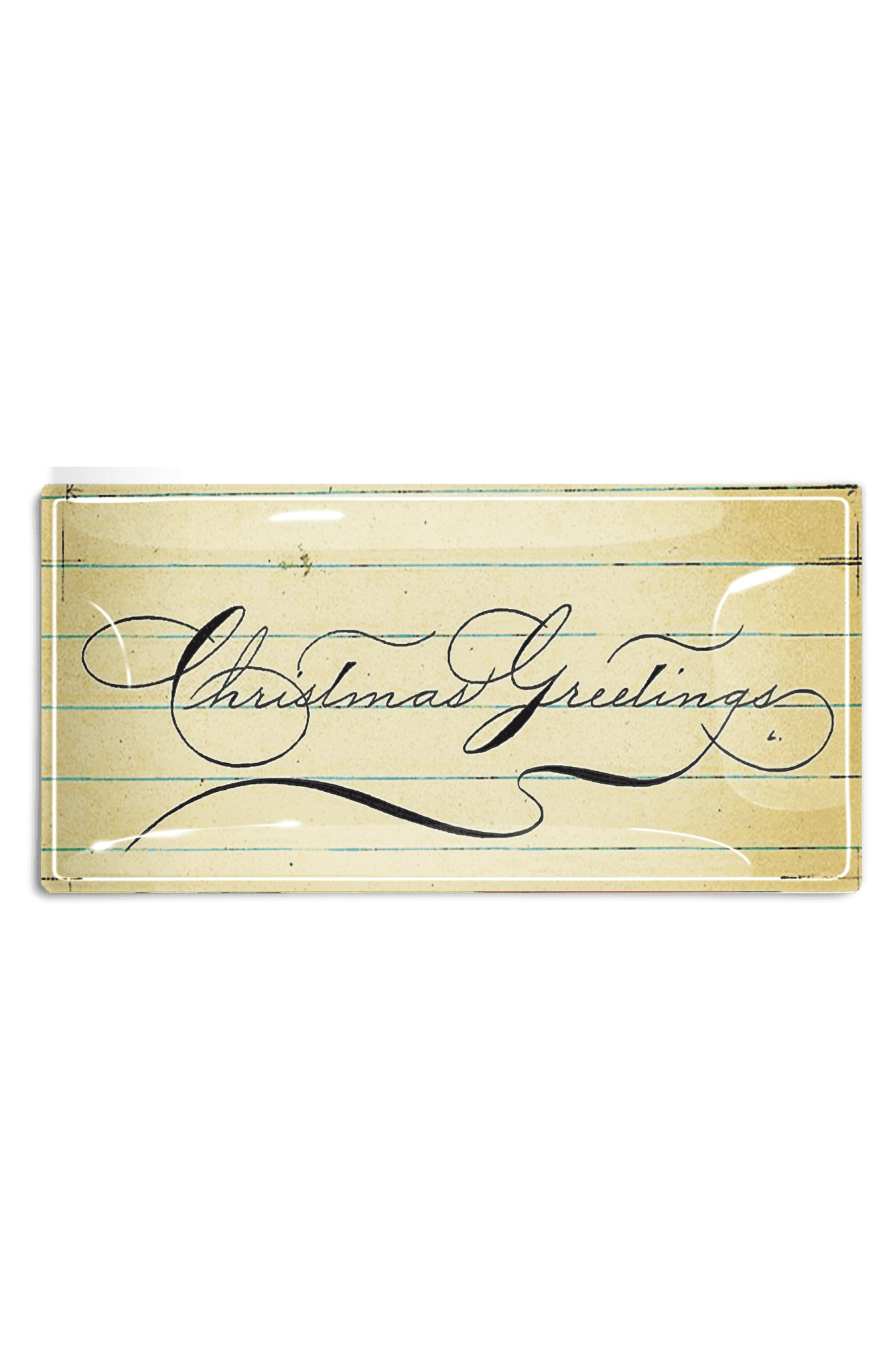 Christmas Greetings Penmanship Decoupage Glass Tray - Bensgarden.com