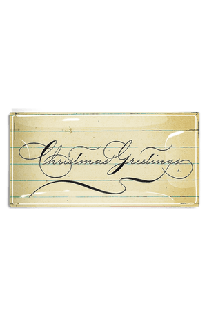 Christmas Greetings Penmanship Decoupage Glass Tray - Bensgarden.com