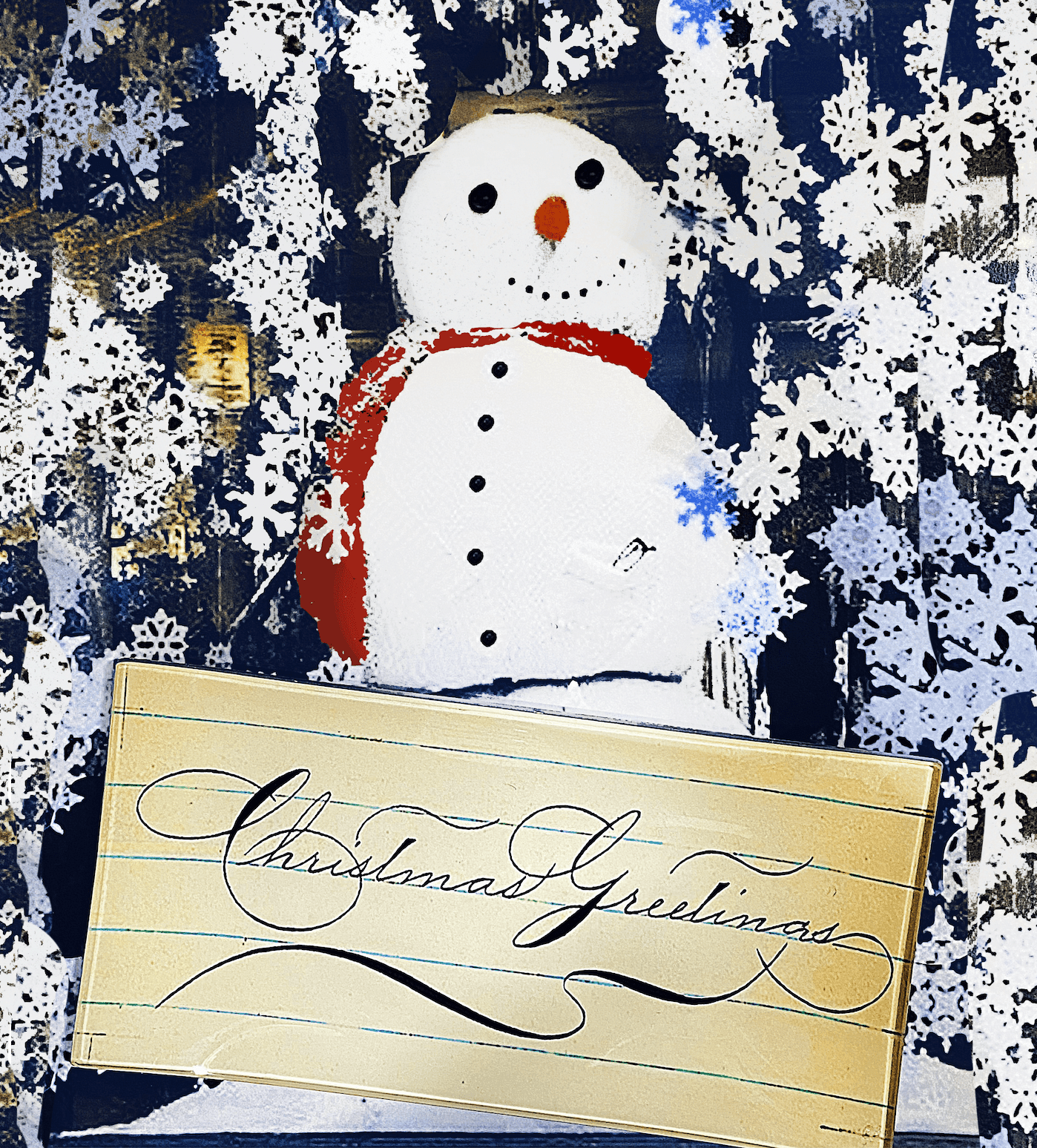 Christmas Greetings Penmanship Decoupage Glass Tray - Bensgarden.com