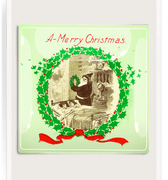 Christmas Santa Wreath Decoupage Glass Tray - Bensgarden.com