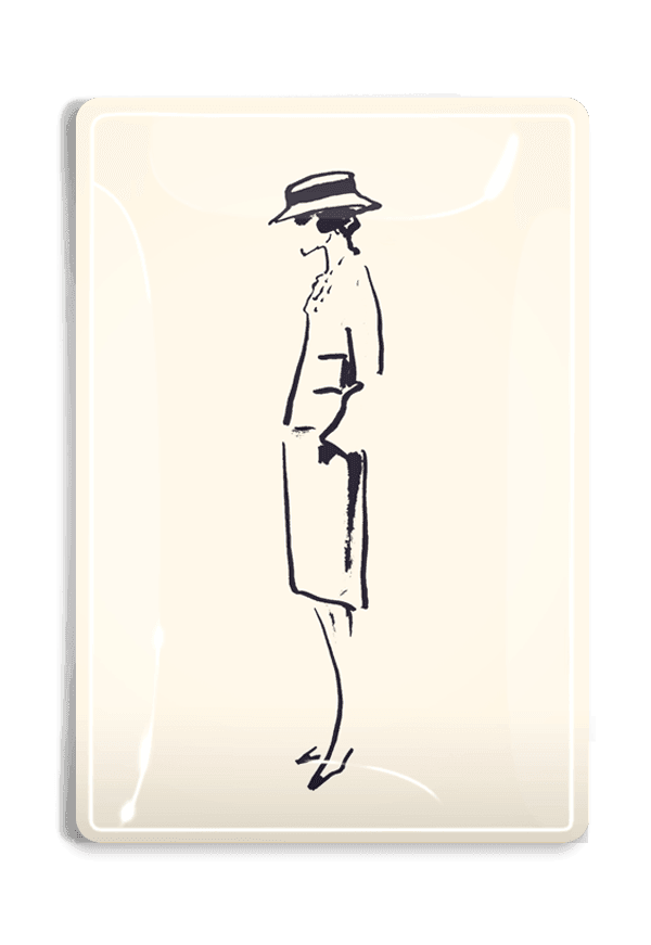 Classic French Society High Fashion Fashion Sketch Decoupage Glass Tray - Bensgarden.com