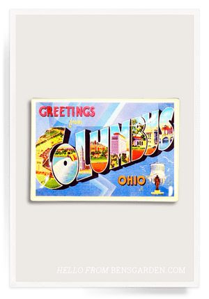 Columbus Ohio Postcard Decoupage Glass Tray - Bensgarden.com