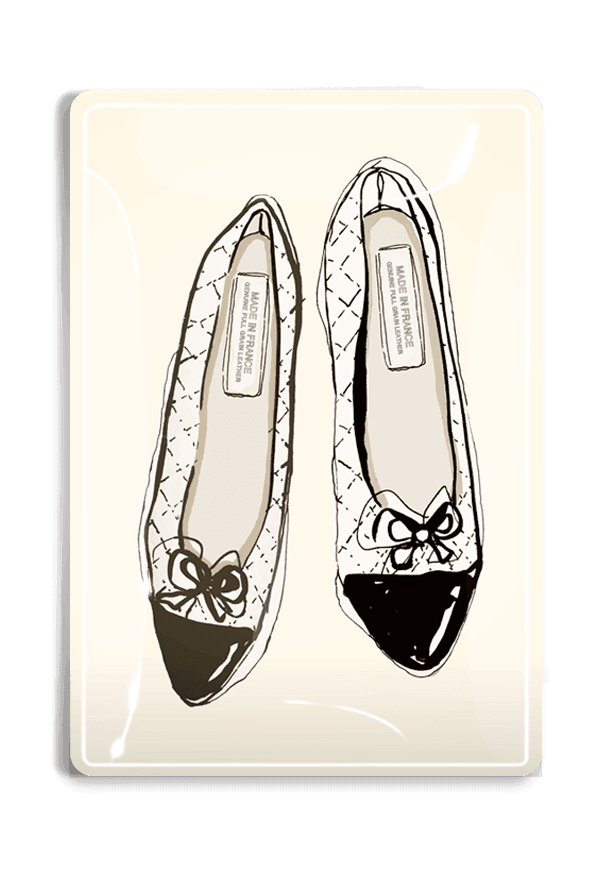 Daphne Ballet Flats Fashion Sketch Decoupage Glass Tray - Bensgarden.com