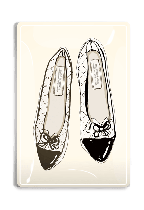 Daphne Ballet Flats Fashion Sketch Decoupage Glass Tray - Bensgarden.com