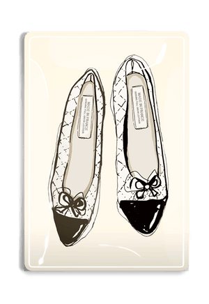 Daphne Ballet Flats Fashion Sketch Decoupage Glass Tray - Bensgarden.com