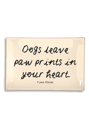 Dogs Leave Paw Prints Decoupage Glass Tray - Bensgarden.com