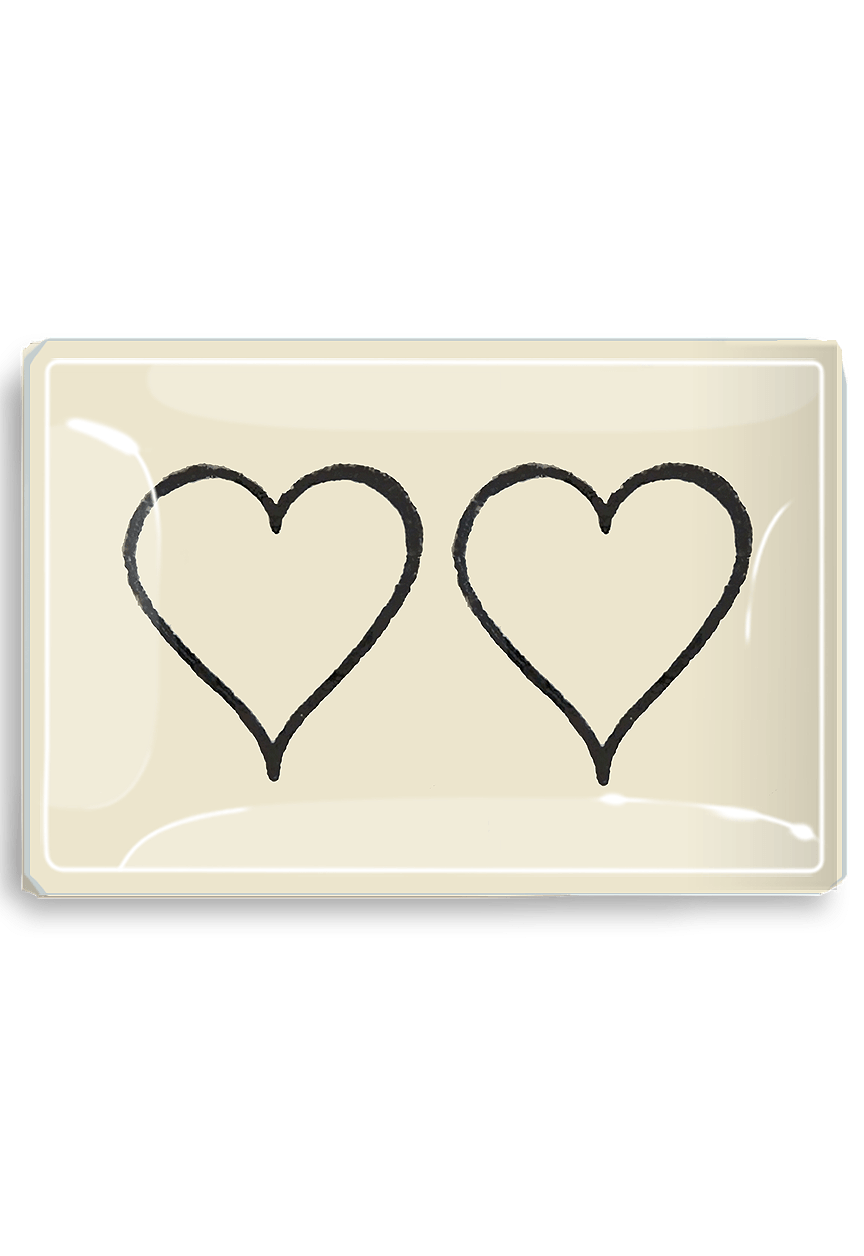 Double Heart Sketch Decoupage Glass Tray - Bensgarden.com