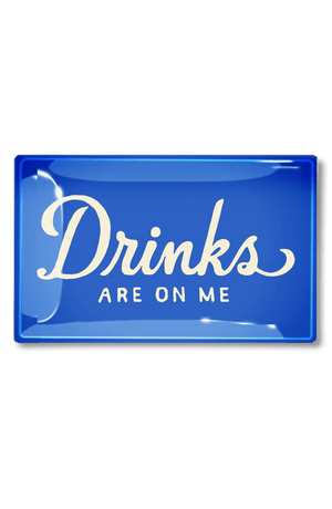 Drinks Are On Me Royal Blue Decoupage Glass Tray - Bensgarden.com