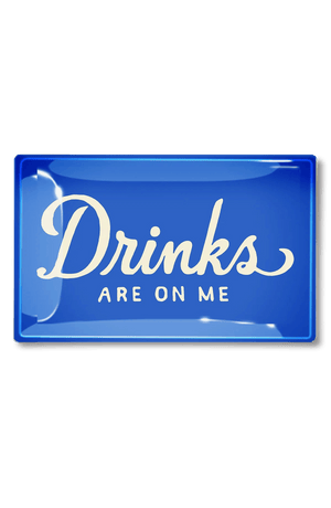 Drinks Are On Me Royal Blue Decoupage Glass Tray - Bensgarden.com
