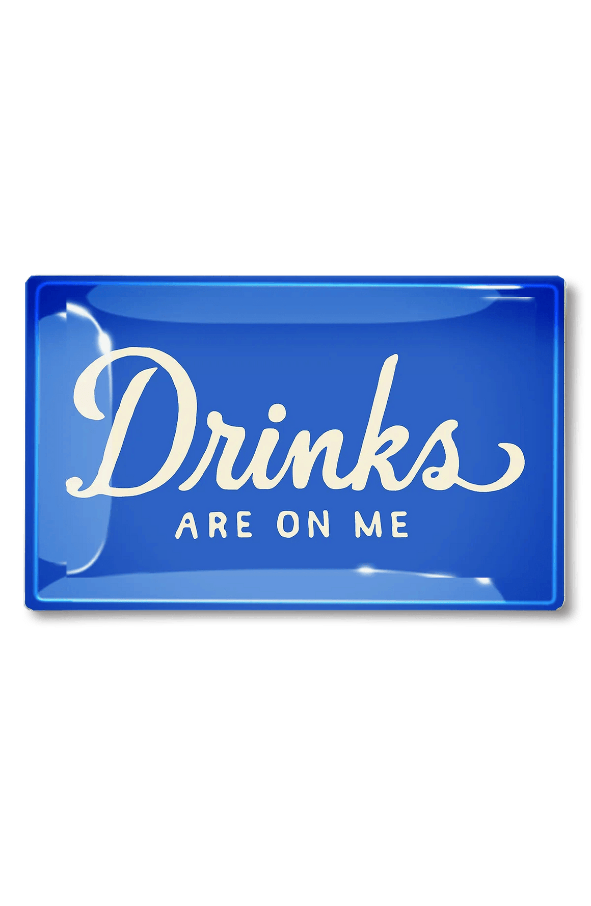 Drinks Are On Me Royal Blue Decoupage Glass Tray - Bensgarden.com