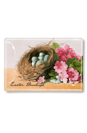 Easter Greetings Robin's Egg Nest Decoupage Glass Tray - Bensgarden.com