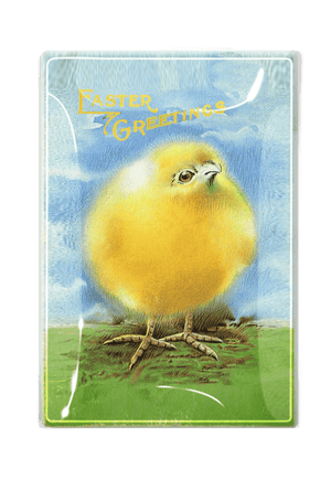 Easter Greetings Yellow Peep Decoupage Glass Tray - Bensgarden.com