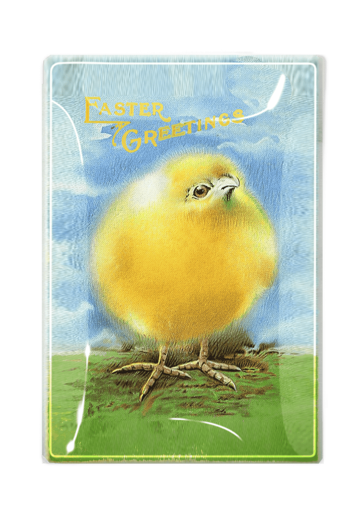 Easter Greetings Yellow Peep Decoupage Glass Tray - Bensgarden.com