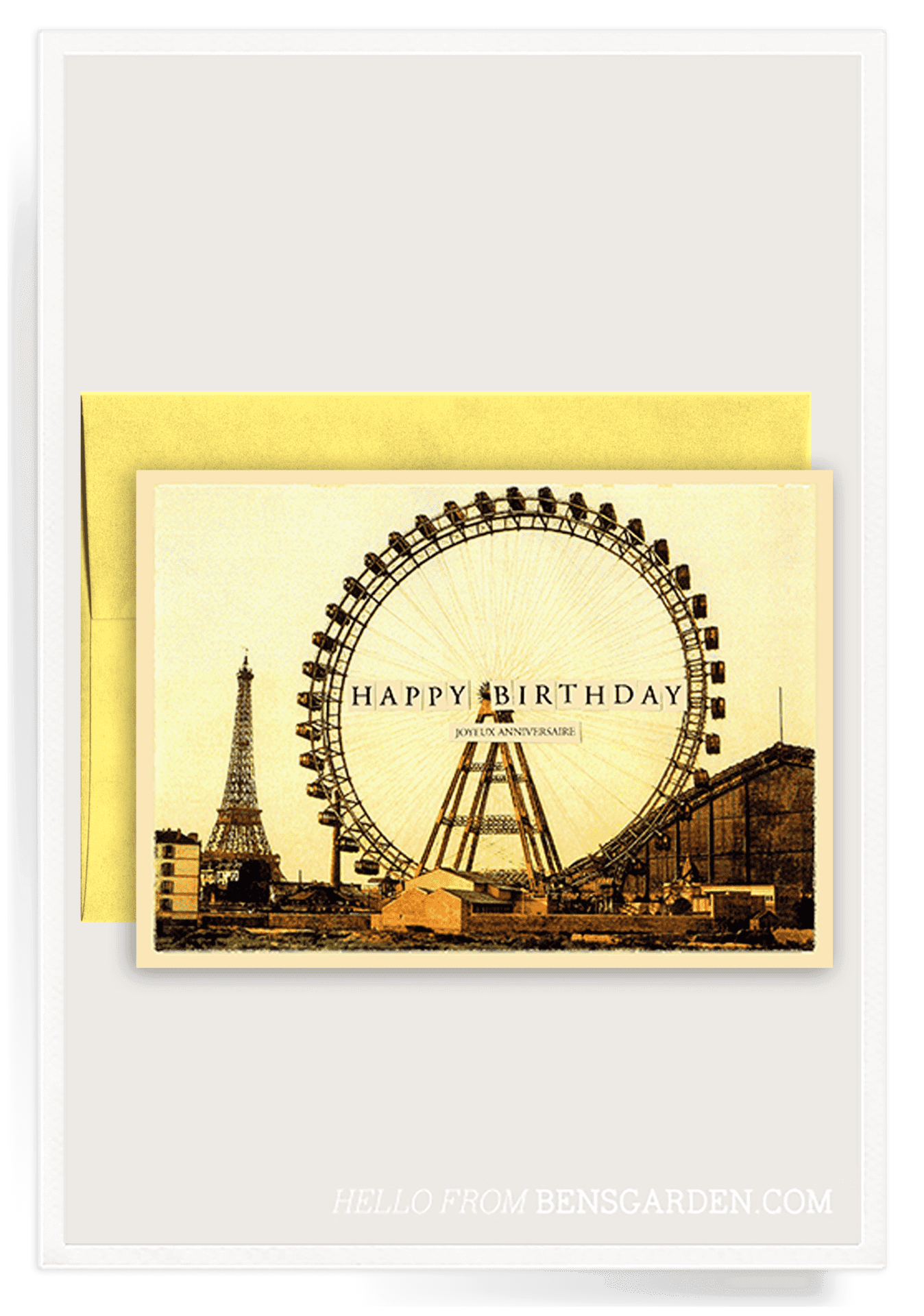 Ferris Wheel Happy Birthday Folded Greeting Card - Bensgarden.com
