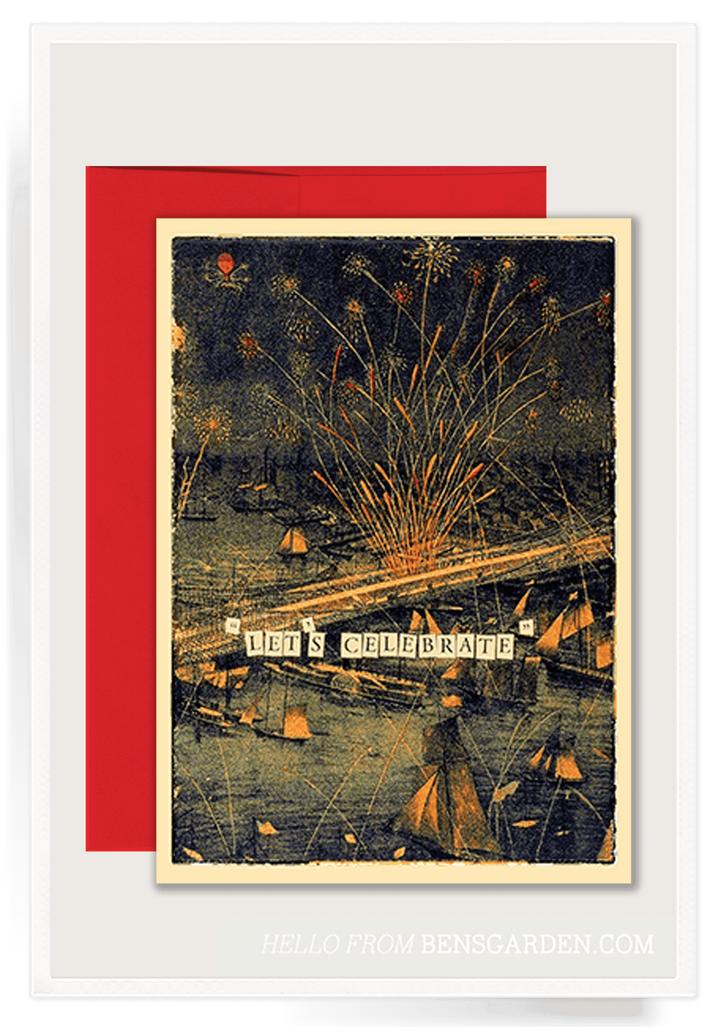 Fireworks Folded Greeting Card - Bensgarden.com