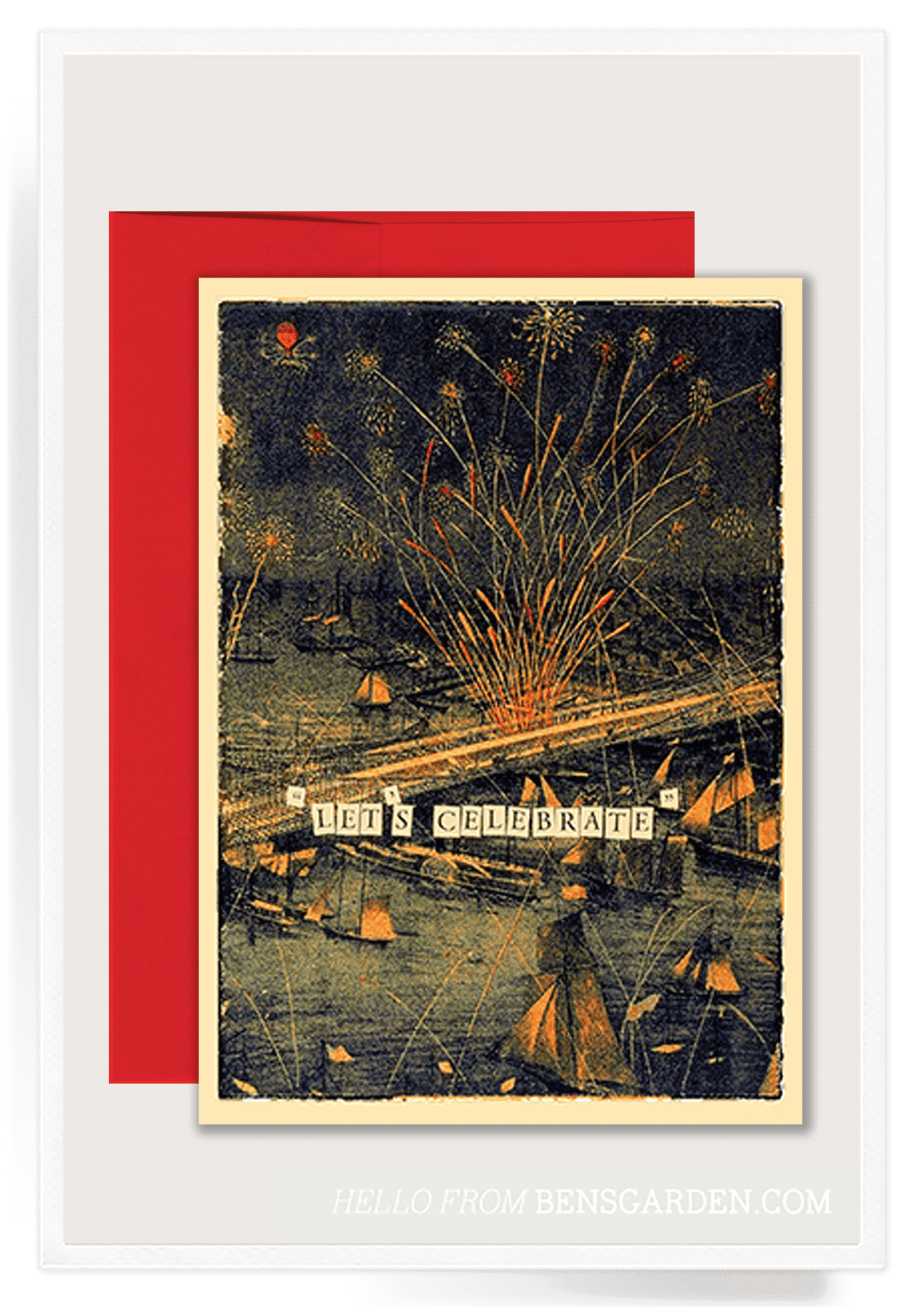 Fireworks Folded Greeting Card - Bensgarden.com
