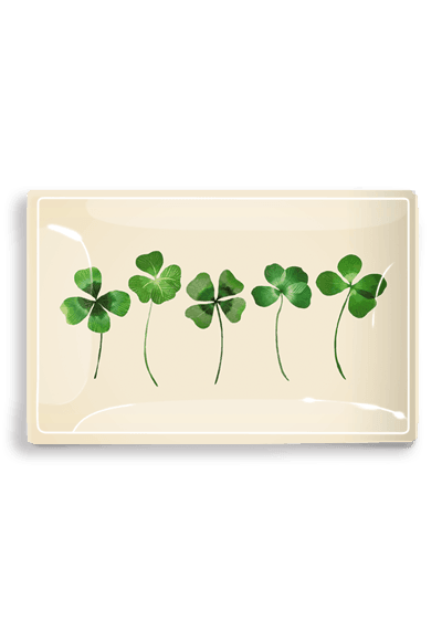 Five Lucky Clovers Decoupage Glass Tray - Bensgarden.com