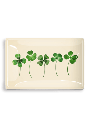 Five Lucky Clovers Decoupage Glass Tray - Bensgarden.com