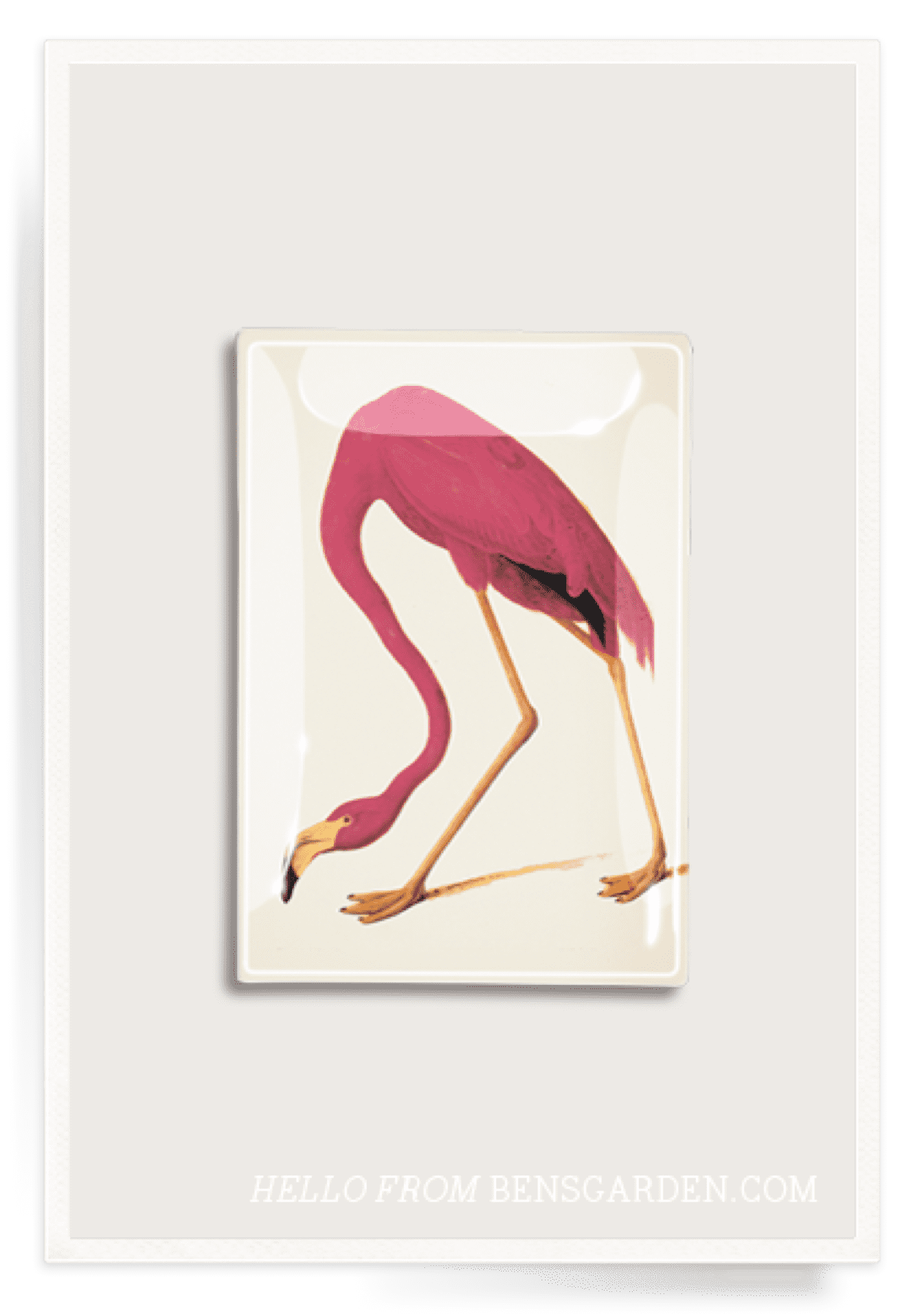 Flamingo No. 2 Decoupage Glass Tray - Bensgarden.com