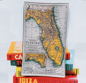 Florida Map Decoupage Glass Tray - Bensgarden.com