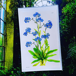 Forget Me Nots Decoupage Glass Tray - Bensgarden.com