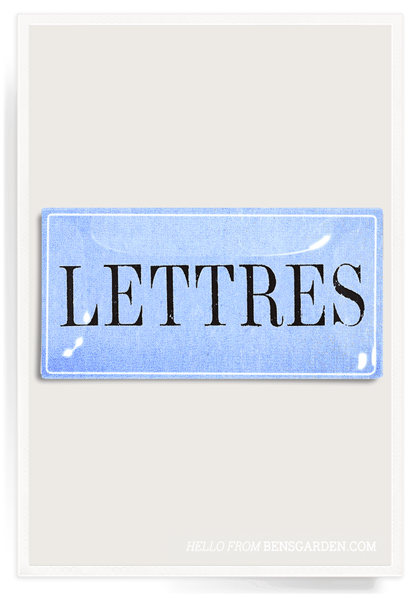 French Blue Lettres Necessity 4"x 6" Decoupage Glass Tray - Bensgarden.com