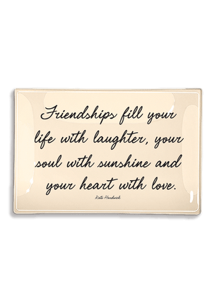 Friendships Fill Your Life Decoupage Glass Tray - Bensgarden.com