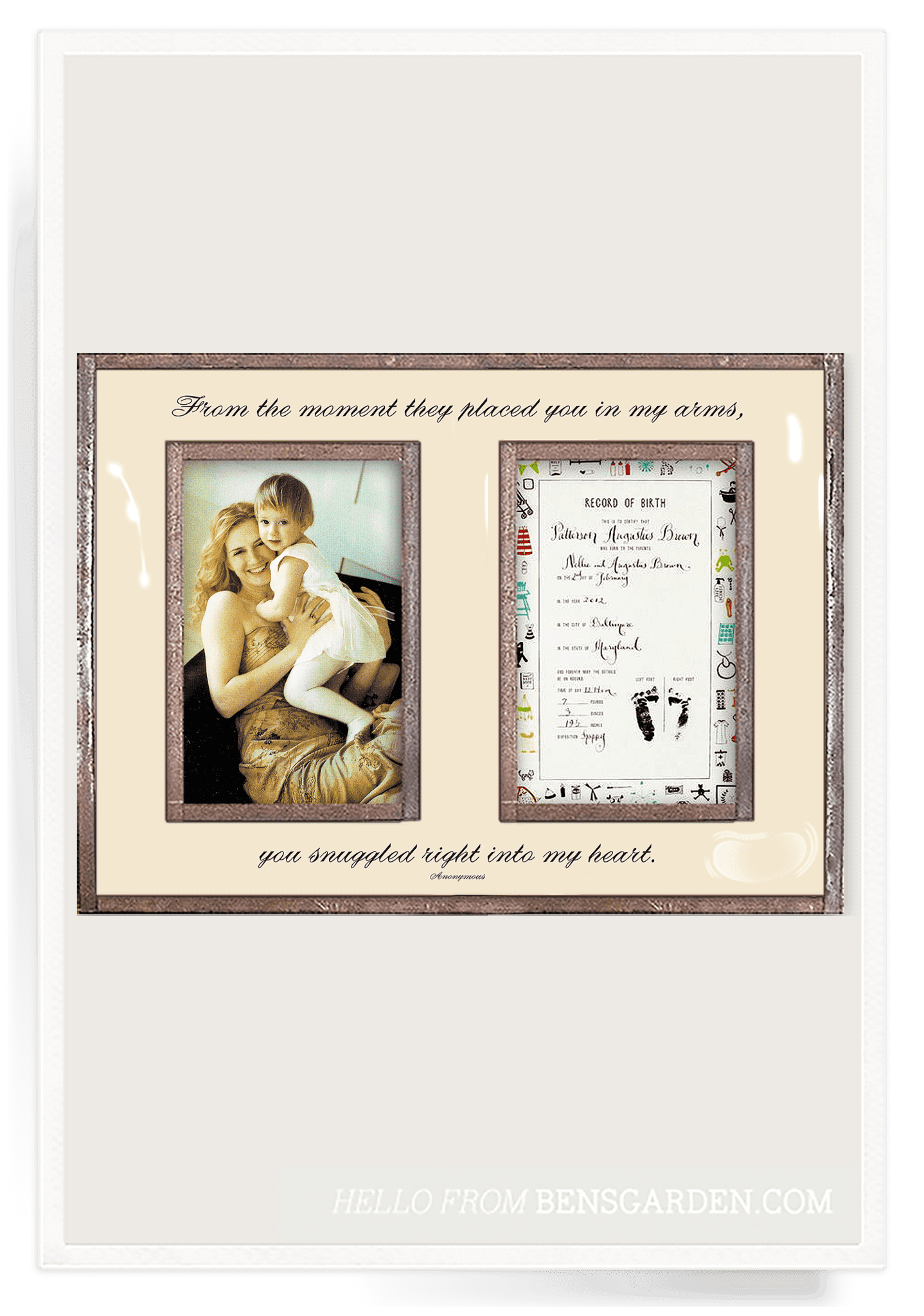 From The Moment They Placed You Double 5"x 7" Copper & Glass Photo Frame - Bensgarden.com