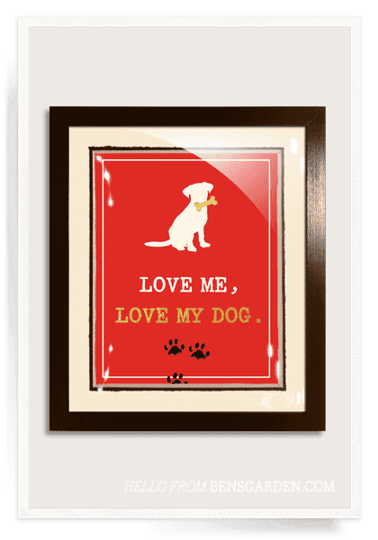 Gilded 18k Gold Love Me, Love My Dog Vintage Expression Artwork - Bensgarden.com