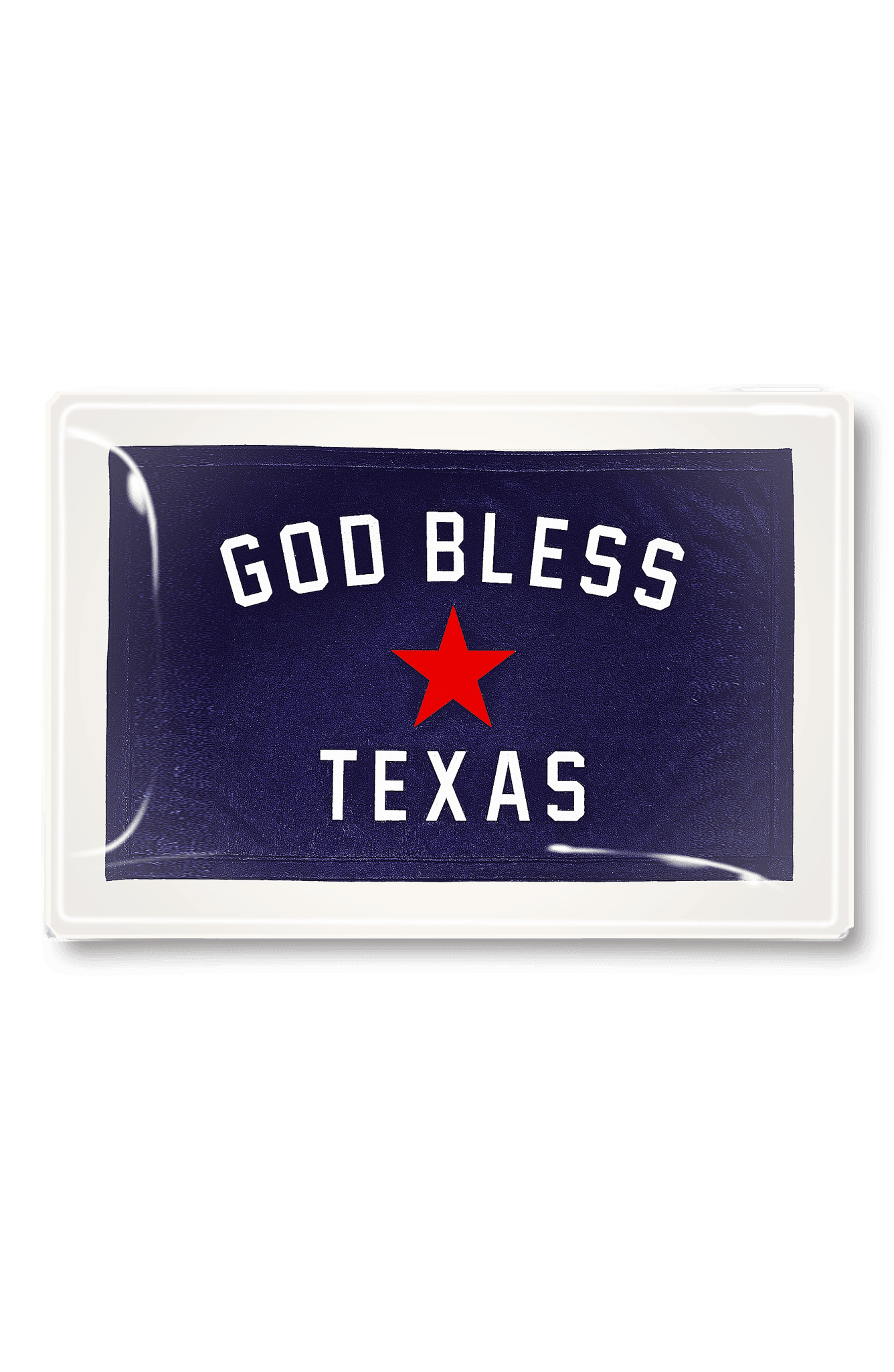 God Bless Texas Vintage Decoupage Glass Tray - Bensgarden.com