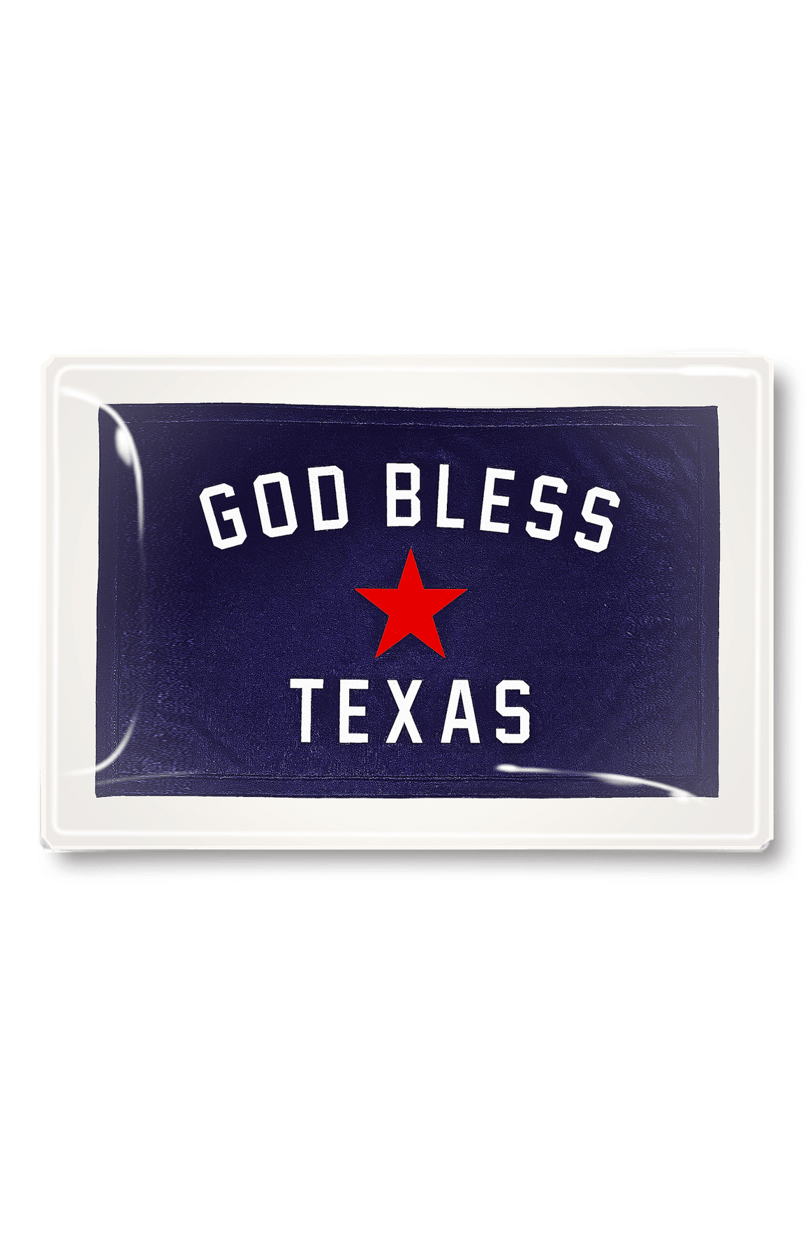 God Bless Texas Vintage Pennant Decoupage Glass Tray - Bensgarden.com