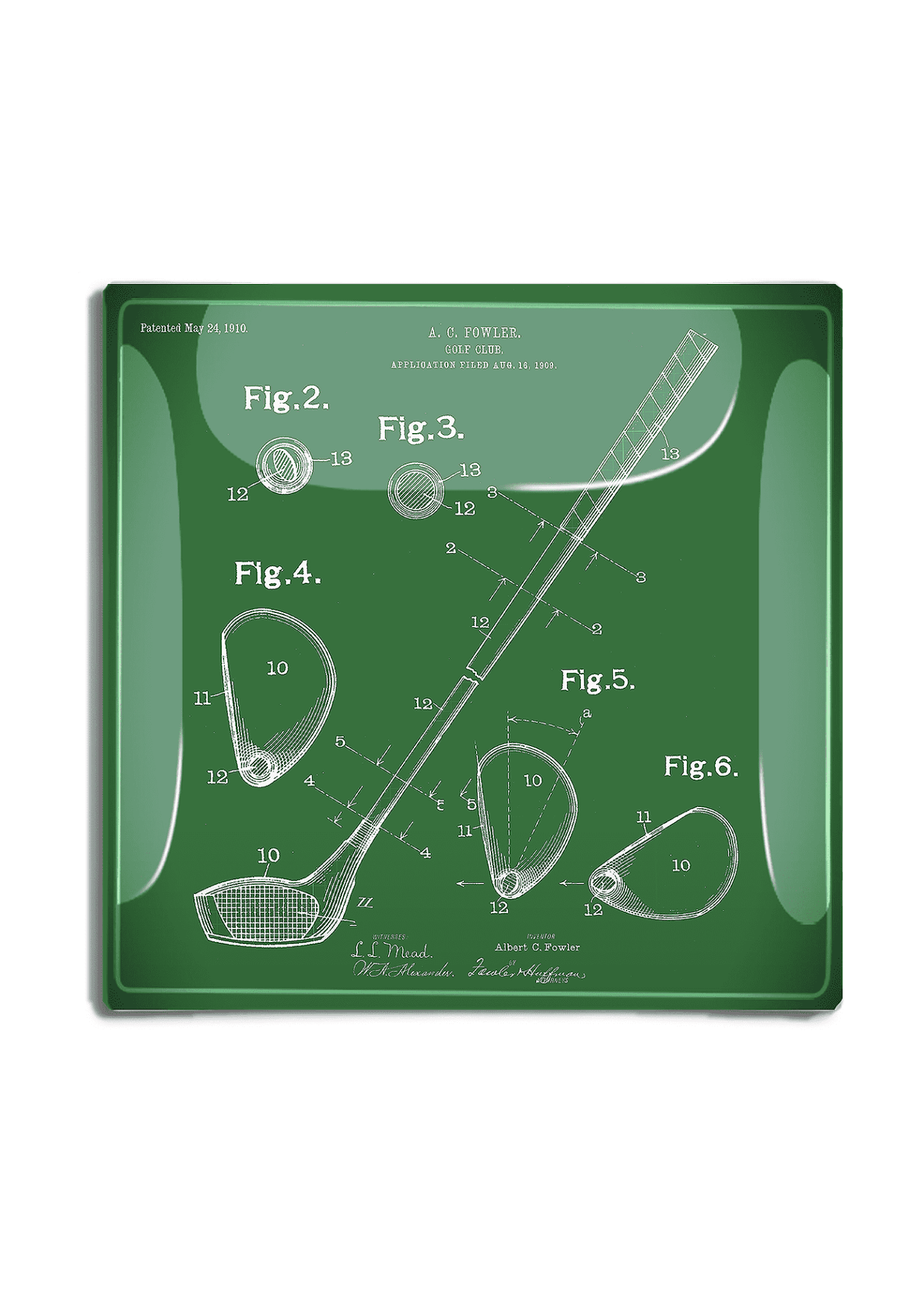 Golf Club Rendering Decoupage Glass Tray - Bensgarden.com