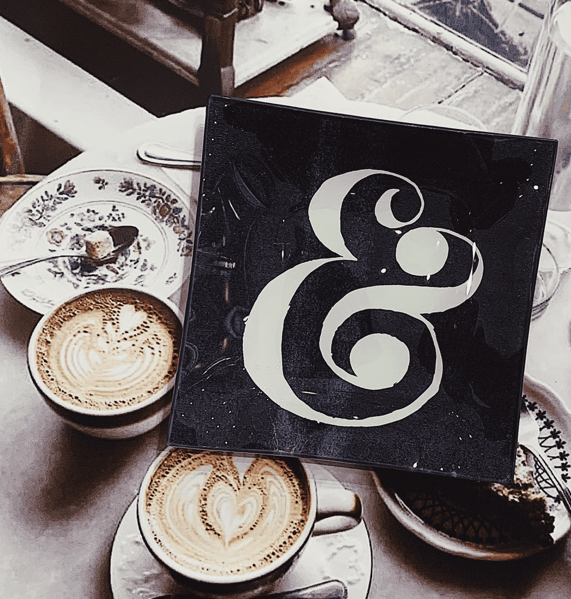 Graphic Ampersand Decoupage Glass Tray - Bensgarden.com