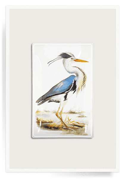 Great Blue Heron Decoupage Glass Tray - Bensgarden.com