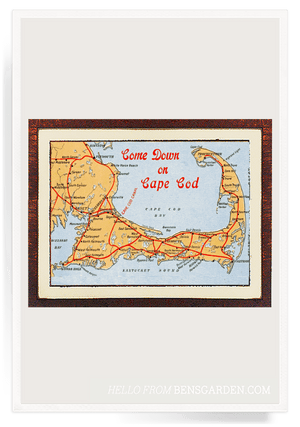 Hand Embellished Vintage Cape Cod Map Framed Artwork - Bensgarden.com