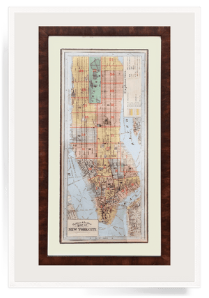 Hand Embellished Vintage Outline & Index New York City Framed Artwork - Bensgarden.com