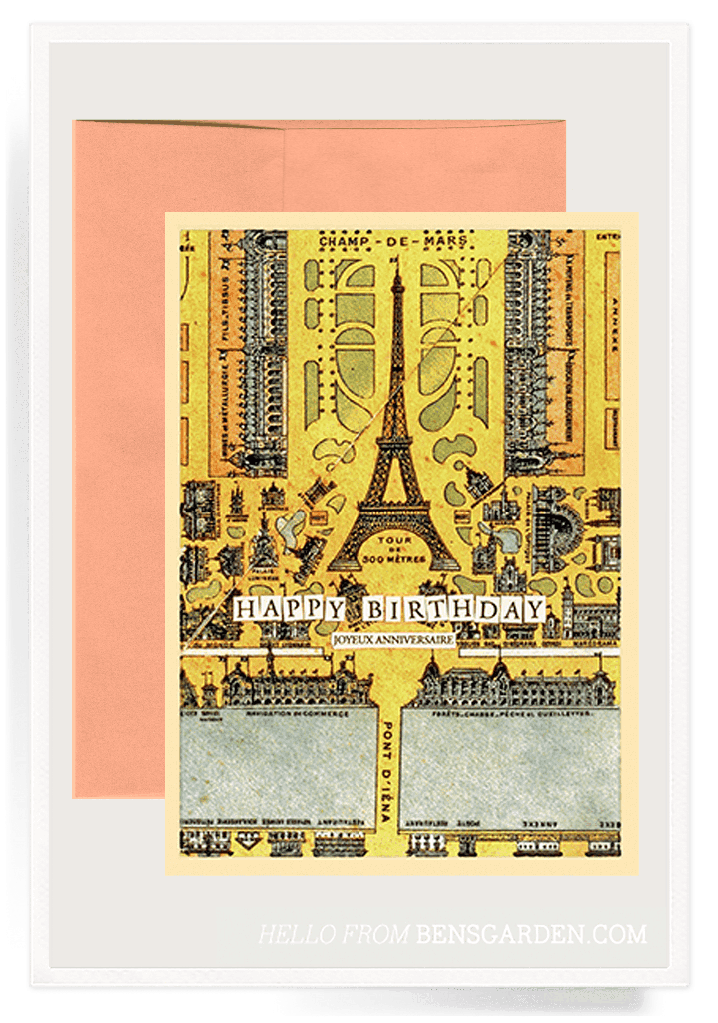 Happy Anniversary Eiffel Tower Folded Greeting Card - Bensgarden.com