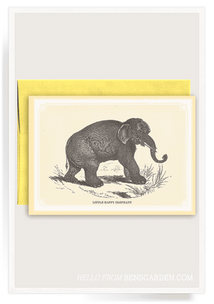 Happy Elephant Folded Greeting Card - Bensgarden.com