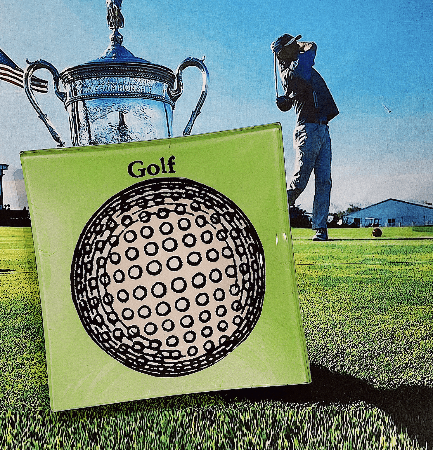 Hole In One Golf Ball Decoupage Glass Tray - Bensgarden.com