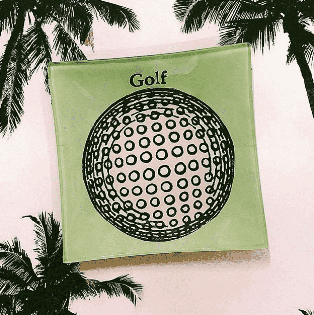 Hole In One Golf Ball Decoupage Glass Tray - Bensgarden.com