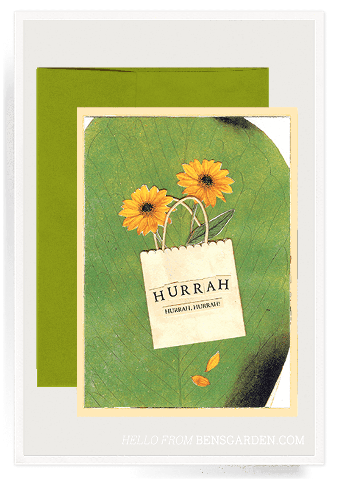 Hurrah Sunflowers Folded Greeting Card - Bensgarden.com