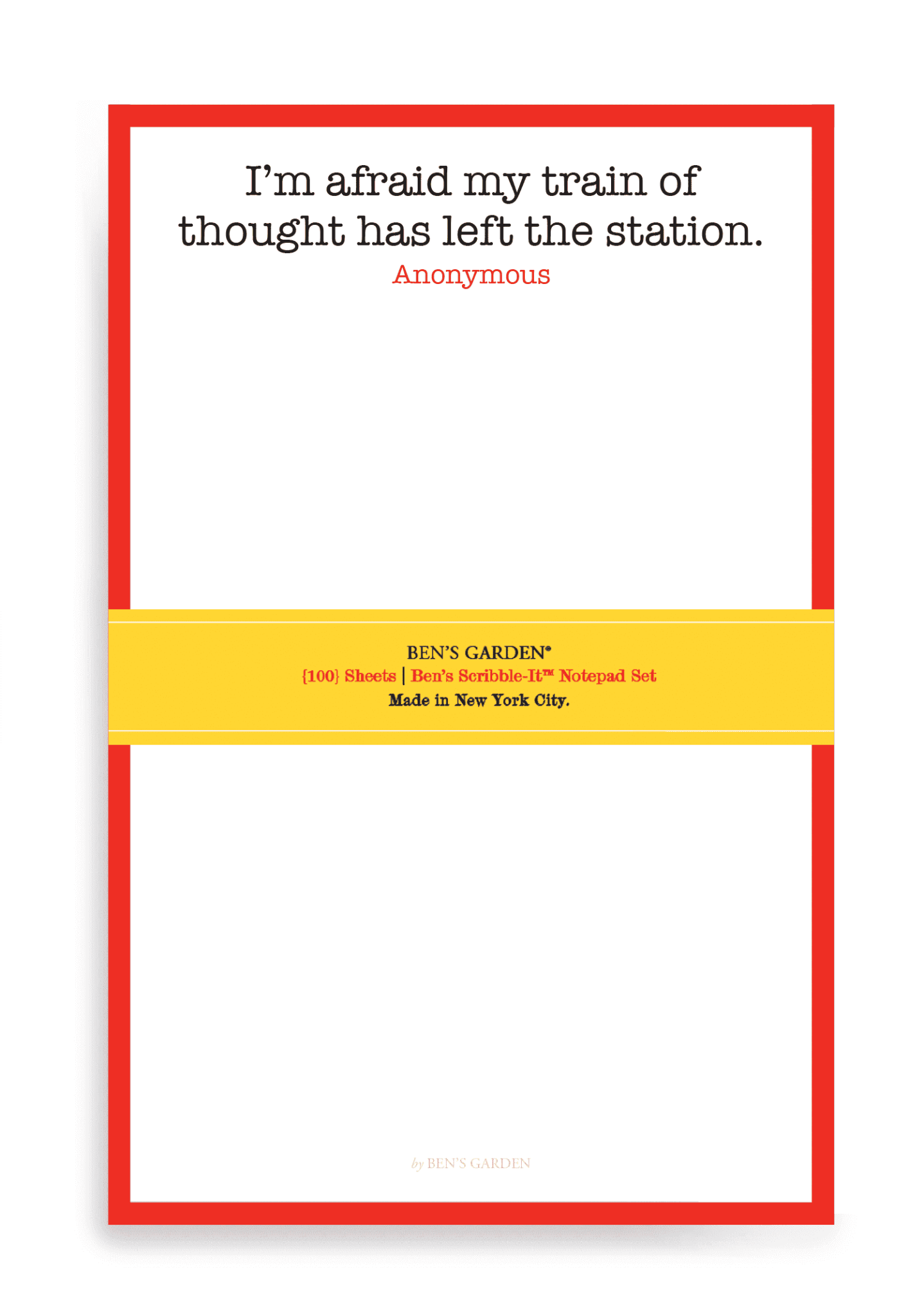 I'm Afraid My Train of Thought Scribble Notepad Set Of 2 - Bensgarden.com