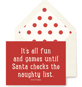 It's All Fun And Games Until Santa Greeting Card, Single or Boxed Set of 8 - Bensgarden.com