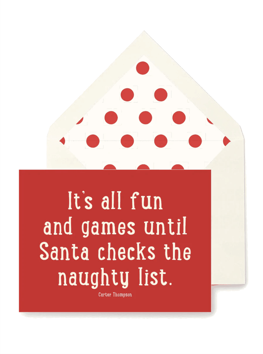 It's All Fun And Games Until Santa Greeting Card, Single or Boxed Set of 8 - Bensgarden.com